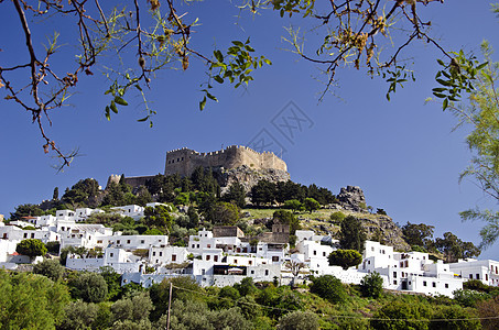 希腊罗得岛林多斯度假胜地的堡垒图片