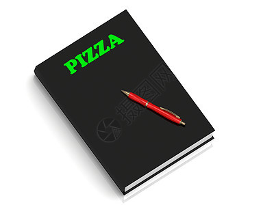 PIZZA - 在黑本上写绿色字母图片