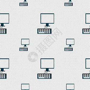 计算机监视器和键盘图标 无缝模式 带有几何纹理控制电子产品笔记本办公室桌面外设钥匙按钮电脑商业图片