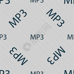Mp3 音乐格式标志图标 音乐符号 具有几何纹理的无缝模式 向量创造力按钮令牌玩家邮票标签音乐播放器笔记旋律角落图片