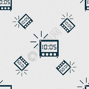 数字提醒时钟图标符号 无缝模式 带有几何纹理 矢量插图按钮办公室手表时间电子生活展示屏幕标签图片