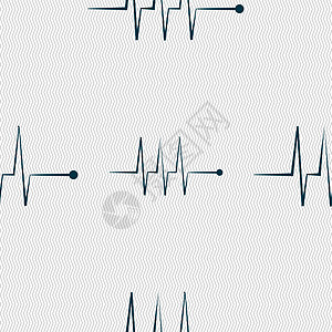 心电图监测符号图标 心脏击打符号 无缝抽象背景 带有几何形状 矢量有氧运动电视令牌质量边界徽章海浪按钮插图心脏病学图片