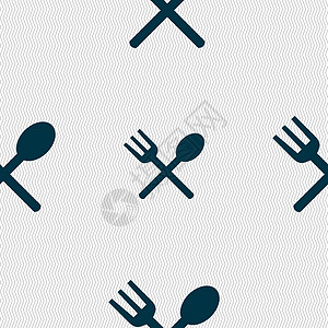 叉子和勺子交叉 餐具 食用图标符号 无缝抽象背景与几何形状 矢量按钮横向灰色餐厅刀具圆形邮票厨房用餐咖啡店图片