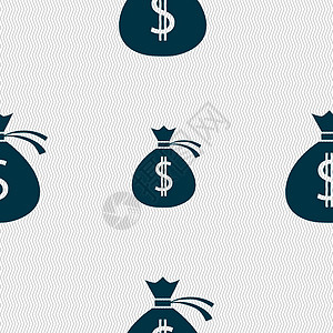 货币袋图标符号 无缝抽象背景 带有几何形状 矢量用户财政界面投资营销商业财富资金解雇机构图片