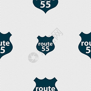 55号公路55号公路图标标志 无缝抽象背景 带有几何形状 矢量发动机空白历史性横幅运输警告历史路线指示牌装饰图片