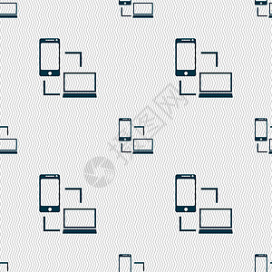 同步标志图标 传播者同步符号 数据交换 具有几何形状的无缝抽象背景 向量令牌按钮插图创造力海豹电脑互联网邮票电话笔记本图片