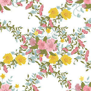大 小粉色 蓝色和黄色的抽象花卉组合物婚礼邀请函绘画装饰玫瑰插图植物叶子卡片花园背景图片
