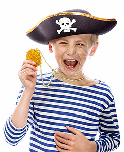海盗叫喊声男孩水手船长双角兽队长航行戏服眼罩双角舞会图片