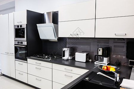 现代高塔厨房 清洁室内设计台面桌子住房公寓炊具店铺咖啡机奢华金属高科技图片