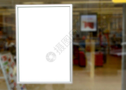 空白帐单玻璃框架木板展示商业打印建筑营销广告牌公告背景图片
