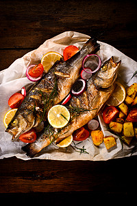 海鲜批发制作贝贝贝鱼食物烹饪食谱低音市场水果渔夫餐厅钓鱼美食背景