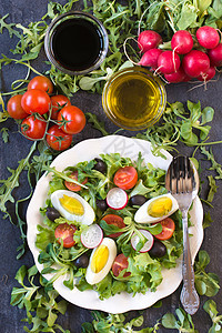 鸡蛋沙拉晚餐萝卜饮食黄瓜营养叶子火箭蔬菜午餐食物图片