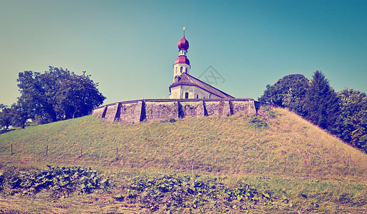 教会国家农村尖顶教堂信仰石头天空神社建筑学爬坡图片