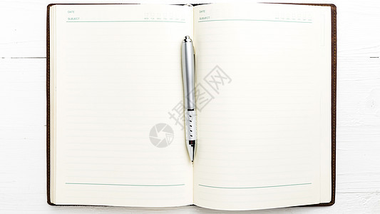 用笔打开笔记本喷泉铅笔工作笔记白色办公室写作商业日记眼镜图片