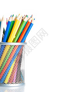 集装箱中的彩色铅笔 隔绝 上学时间图片