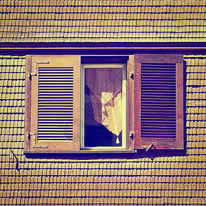 窗户建筑学装饰城市窗帘建筑框架反射传统木板快门图片