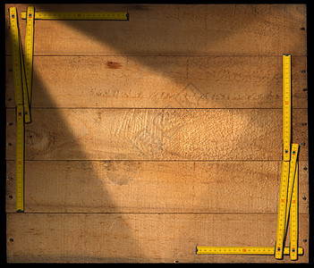 带有标尺框架的木画背景厘米阴影毫米木板统治者风化工匠桌子尺度工作图片