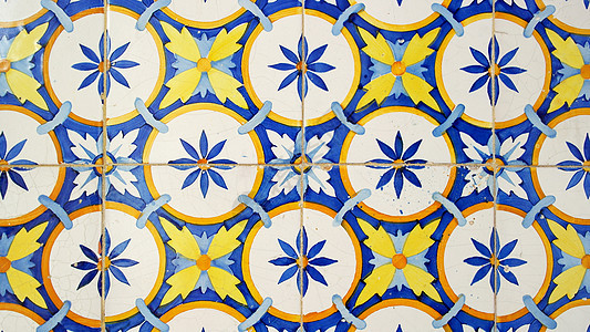 Azulejos 葡萄牙瓦 葡萄牙里斯本地面几何蓝色工艺打印墙纸装饰风格装饰品正方形图片