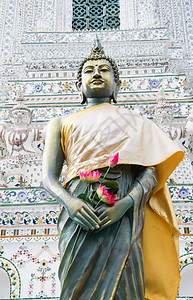 佛像握着莲花蓝色雕像宗教寺庙雕塑信仰佛教徒金子建筑学文化图片