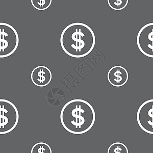 美元图标符号 灰色背景上的无缝模式 矢量商业绘画银行插图货币硬币支付奖章经济金融图片