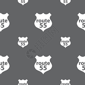 55号公路高速公路图标标志 灰色背景上的无缝模式 矢量交通装饰发动机旅行路线历史性自行车空白翅膀警告图片