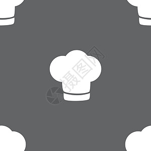 主厨帽符号图标 烹饪符号 炊事帽 灰色背景无缝图案 矢量徽章海豹厨师帽子按钮标签衣服令牌插图质量图片
