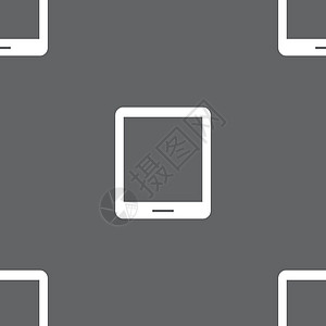 平板符号图标 智能手机按钮 灰色背景上的无缝模式 矢量上网技术框架屏幕插图通讯器电话白色细胞展示图片