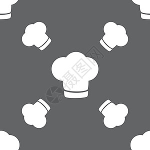 主厨帽符号图标 烹饪符号 炊事帽 灰色背景无缝图案 矢量职业厨师衣服帽子创造力工作标签炊具按钮艺术图片