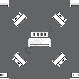 酒店 床图标符号 灰色背景上的无缝模式 矢量旅行网络插图假期医院旅游房间旅馆汽车背景图片