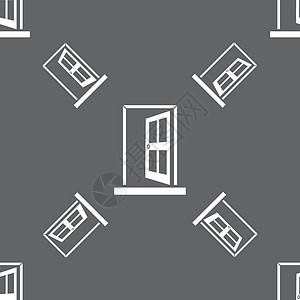 进入或退出图标符号 灰色背景上的无缝模式 矢量房子质量插图出口标签房间按钮创造力框架入口图片