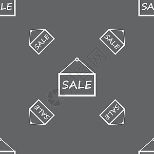 销售标签图标标志 灰色背景上的无缝模式 韦克托插图折扣优惠券价格贸易礼物市场商品酒吧产品图片