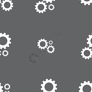 COg 设置符号图标 Cogw轮齿轮机用机械符号 灰色背景上的无缝模式 矢量维修车轮商业边界插图技术邮票令牌框架齿轮图片