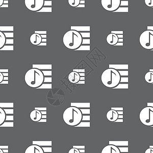 音频 MP3 文件图标符号 在灰色背景上的无缝模式 矢量用户文档格式界面网站文件夹黑色音乐电脑网络图片