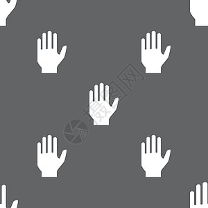 手印打印符号图标 停止符号 灰色背景上的无缝模式 矢量手指扫描邮票按钮质量标签犯罪创造力插图框架图片