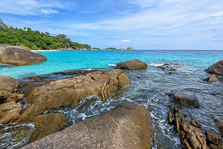 泰国暑夏海冲浪海洋岩石石头旅游海岸蓝色景点支撑海浪图片