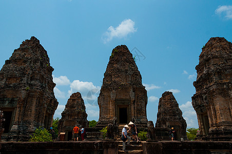 五石庙 人与人游客丛林崇拜热带世界地标寺庙石头高棉语旅行背景图片