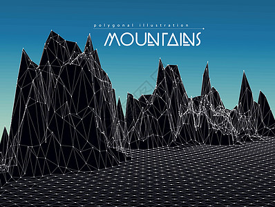 山地景观矢量说明山脉艺术多边形岩石绘画折纸爬坡插图三角形网格图片