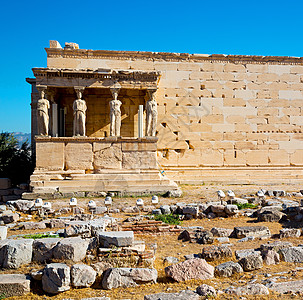 古希腊史上历史的地貌和历史之地地标遗产雕像寺庙纪念馆建筑考古学古董蓝色天空图片