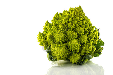 罗曼内斯科或绿菜花工作室镜子蔬菜植物食物绿色菜花素食主义者美食家反射图片