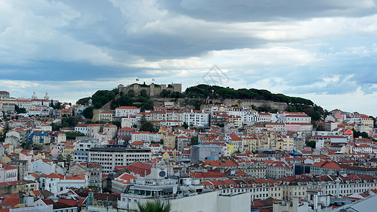 在葡萄牙首都里斯本Lisbon山顶历史性风景吸引力场景地标景观城堡旅行历史图片