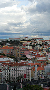 在葡萄牙首都里斯本Lisbon大街市中心风景天际旅行爬坡城堡场景街道地标图片