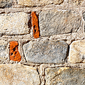 在旧墙壁纹理材料中 以斜体和碎砖建筑学乡村水泥房子人行道墙纸石头城市建筑地面背景图片