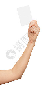 妇女手持垂直小纸空白纸图片