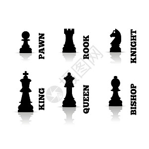 象棋数字 矢量说明头脑白色逻辑黑色镜子展示插图女王典当骑士图片