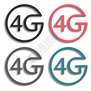 4G通手机图标4g 矢量说明插画