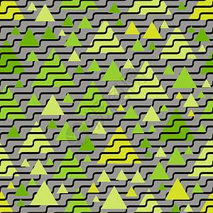 绿色黄金三角形形状模式上的无矢量接缝黑瓦线图片