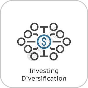 投资多元化图标 平面设计货币交换网络商业银行业硬币金融薪水库存市场图片