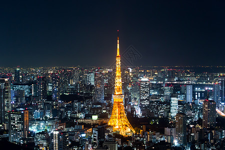 日本东京市风景之顶 晚上 日本天际摩天大楼旅行吸引力地标旅游街道天空市中心图片