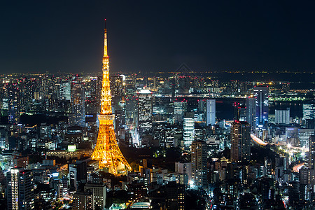 日本东京市风景之顶 晚上 日本游客地标病房橙子场景旅行摩天大楼街道市中心建筑图片