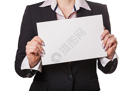 商业妇女显示空白文书商务协议文档证书人士白色女士卡片手指背景图片